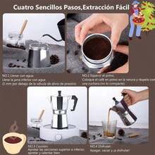 SERAPHINEX Kmt Style Cafetera Moka de Aluminio, Cafetera Espresso Italiana para Estufa, Clásica y Doméstica, Plateada - Plateado - Ver 7