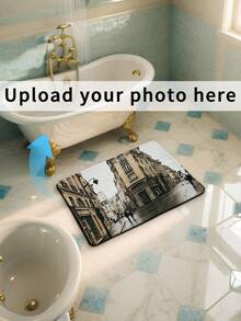 1pc Customized Text & Image Flannel Decorative Carpet, Soft Entrance Mat, Floor Protection, For Living Room, Entryway, Bedroom