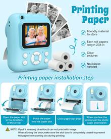 W&O Kids Camera Instant Print,Instant Camera For Kids,2.5K UHD Digital Camera With 2.6" LCD, Dual Camera,16X Zoom, Games, 32G SD Card,Birthday Gifts For 3-10 Year Old Girls Boys(Blue) - 藍色 - 查看 7