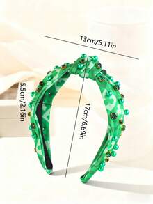 1pc Fashionable Polyester Four-Leaf Clover Headband, Cute & Sweet For Girls, Suitable For Daily Commute Outfit Matching, Hair Fixing And Styling Accessory ,Hair Band ,Diadema ,Hair Hoop