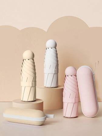 Small Folding Umbrella, Mini Pocket Waterproof Portable Travel Umbrella, Sunshade Umbrella Women Sunscreen UV Sunscreen Umbrella 2 In 1 Mini Six Fold Ultra Light Compact Portable, Mini Travel Umbrella, Compact Portable Sunny And Rainy Dual Purpose Umbrella, Wind Shade, 99% UV Protected