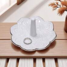 Conch Shape Jewelry Dish Ceramic Holder Ring Trinket Tray, Ocean - Themed Decorative Trinket Dish, Suitable Mother Friend Sister, Gifts Women, Home Decor Trinket DishSea Blue - 白色 - 查看 2