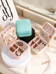 1 hộp đựng trang sức dung tích lớn, hộp lưu trữ trang sức, hộp trang sức di động, hộp trang sức có thể tháo rời, hộp trang sức du lịch có khóa kéo, hộp trang sức mini di động, hộp trưng bày trang sức đa chức năng, hộp đựng mỹ phẩm bằng da PU, hộp trang sức phong cách tối giản Bắc Âu, hộp trang sức du lịch và gia đình, món quà tuyệt vời nhất cho Ngày Valentine, Ngày Quốc tế Phụ nữ, Giáng sinh, Lễ Tạ ơn, thích hợp cho kỳ nghỉ, bãi biển, phòng tắm, phòng ngủ, dung tích lớn. - Nhiều màu - Xem 14