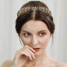 New BABEYOND Bridal Headpiece Rhinestone Wedding Headband Pearl Vintage Wedding Hair Bands for Brides with Lace Ribbon White Beads - abalorioblancas - Ver 3