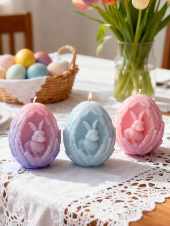 DIY Easter Rabbit Egg Candle Mold - Flexible Silicone, Beginner-Friendly & Easy To Operate | Reusable | Fits Candle Making, Handcraft Projects & Gypsum Ornaments | Perfect For Easter Home Decor & Handmade Presents