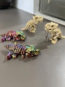 1pc 3D Printed Tyrannosaurus Rex Keychain Pendant - Dinosaur Skeleton - Unique Keychain/Movable Jaw/Brontosaurus Skeleton Pendant/Movable Joints/Backpack Pendant/Christmas Pendant Gift, Perfect Gift For Family And Friends - Multicolor - View 2