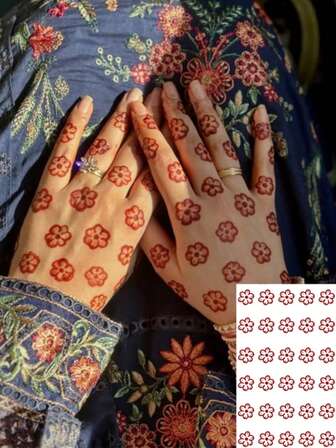 1 片 Y2K 时尚花卉装饰临时纹身贴纸，适用于手部，防水、防汗、可水洗，适合女生，可持续 3-7 天