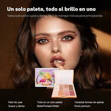 Sombras de Ojos Paleta 8 Colores Viaje Arcoíris Coral, Tonos Vibrantes Mate Brillante, Pigmentación Fuerte para Maquillaje Ojos Resplandecientes - Color HLN - Ver 1
