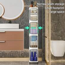 1/2/3/4-Tier Tall Narrow Storage Cabinet With Movable Wheels, Adjustable Shelves, Anti-Tip, Slim, For Small Space, Bathroom, Kitchen, Laundry, White - trắng - Xem 3