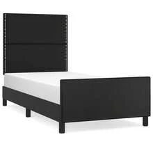 vidaXL Bettgestell Mit Kopfteil Schwarz 90x200 Cm Kunstleder - nero - Visualizzare 2