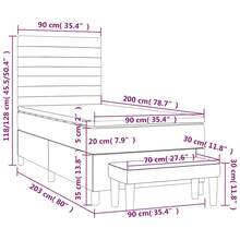 vidaXL Boxspringbett Mit Matratze, Hellgrau, 90x200 Cm, Stoff - Grau - Übersicht 8