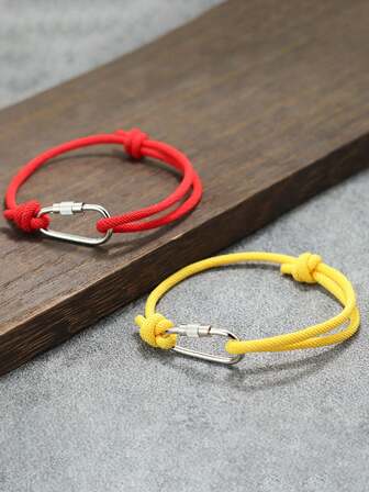 diffone Mode 3mm Seil handgefertigtes geflochtenes verstellbares Armband Edelstahl Karabiner Armband für Herren coolen Schmuck