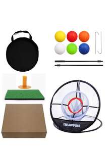 1 Set Golf Practice Net, Foldable Indoor Hitting Net With Target Net, Golf Training Set Includes 1 Hitting Mat And 6 Practice Balls, Suitable For Father's Day, Mother's Day, Christmas Gifts And Personal Backyard Practice - Black - View 6
