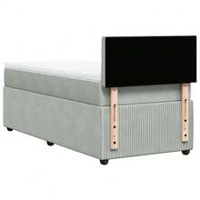 vidaXL Boxspringbett Mit Matratze Hellgrau 90x200 Cm Samt - Grey - View 10