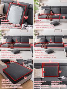 1件装毛绒提花防滑沙发座垫套，柔软亲肤，防宠物抓挠，弹性沙发套，适用于L型组合沙发和1/2/3/4人座沙发，春秋季（单独出售） - 深灰色 - 查看 4