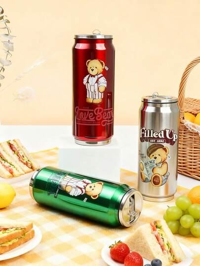 TEDDYISLAND Cute Teddy Bear Themed Soda Can Shaped Insulated Cup, Personalized And Drinking Cup