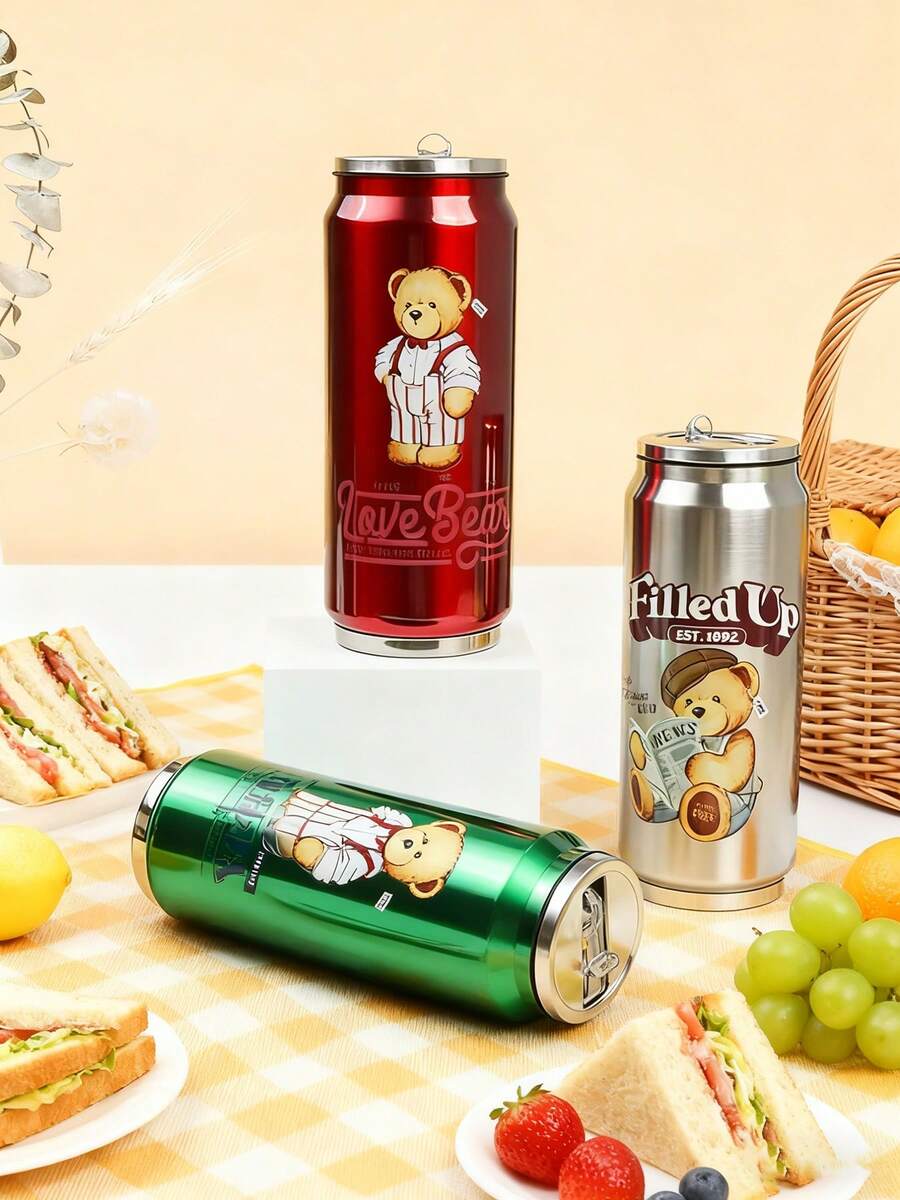 TEDDYISLAND Cute Teddy Bear Themed Soda Can Shaped Insulated Cup, Personalized And Drinking Cup - Multicolor - View 1