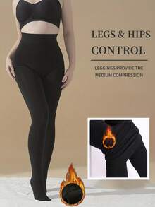 女士秋冬保暖连裤袜（半条装），时尚简约保暖修身款，适合秋冬外穿，百搭舒适 - 黑色 - 查看 13