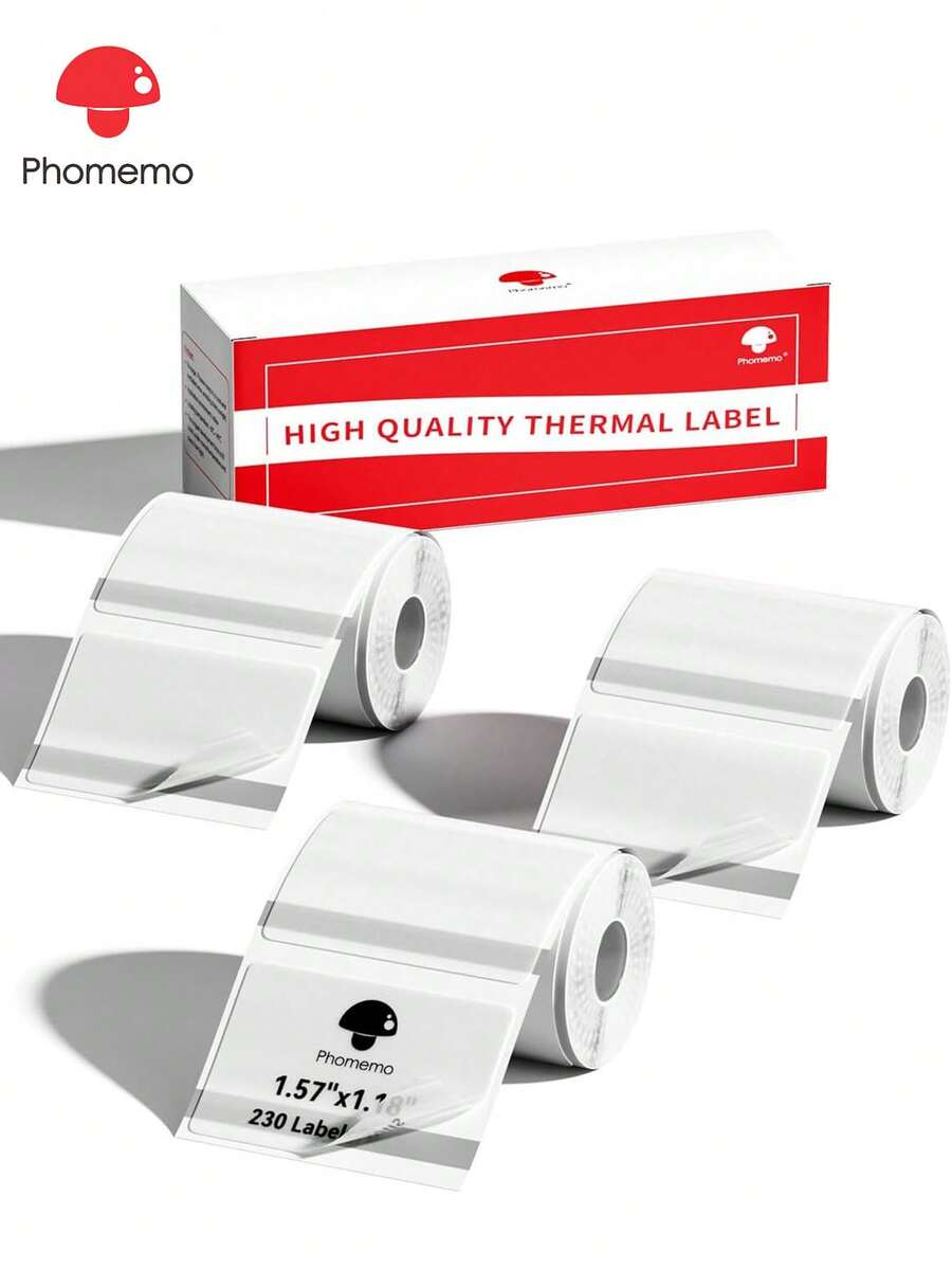 Phomemo 3卷装透明热敏标签纸,40x30毫米(1.57英寸x1.18英寸),每卷230张标签,方形标签,多用途标签,兼容Phomemo M100/M102/M108/M120/M160/M110/M220/M200/M221/M150/M250/M260/M421标签打印机,透明自粘热敏打印纸,适用于服装标签、价格标签、品类标签等。 - 無色 - 查看 1