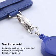 Retráctil Porta Gafete Cordón Vertical Desmontable de Cuero PU Portadores de Insignias para Uso Empresarial Adecuado para Personal Diplomático, Escolar y de Oficina (Actualizado Negro) - Azul - Ver 6
