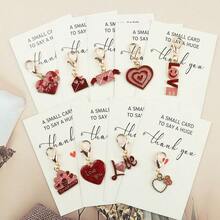 Set de 9 piezas de llaveros de la serie roja para el Día de San Valentín, que incluye un regalo de aprecio con forma de corazón, ideal como regalo del Día de San Valentín para novia/novio, también adecuado para aniversario, bendición, cumpleaños, pequeños regalos sorpresa para fiestas. Incluye accesorios colgantes. - Multicolor - Ver 8