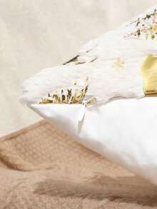 1 Pc Craftsmanship Hot Stamping Luxurious Soft Comfortable Pillow Cover, Living Room Sofa Pillowcase, No Pillow Core, Invisible Zipper