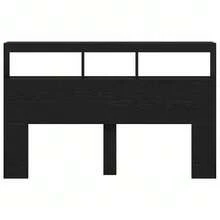 vidaXL Testiera a LED con ripiani, effetto quercia nera, 160x17x102 cm - nero - Visualizzare 7