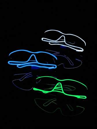 sharif 1 Pair Wireless Punk Style LED Luminous Glasses, Comes With Battery, Suitable For Bar, Party, KTV, Birthday, Novelty Glow Glasses, LED Cold Light Glasses, New Luminous Glasses For Masquerade