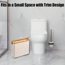 GSYY 12 Rolls Tet Paper Sage Im Tet Paper Basket With LidandHandle For Bathro Sturdy Linen Type Canva Roll Organizer With Rubber Feet For Roll Tissue 17.8" X 6" X 13.8" Beige - Beige - View 6