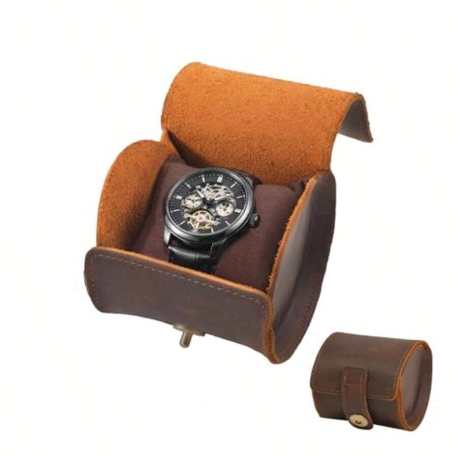 GSYY 1 Watch Travel Case - Classic Genuine Leather Watch Roll Organizer Handmade Pable Watch Box For Sage And Dilay S For Men Brown - Brown - View 1