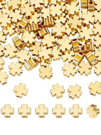 100颗8毫米彩色幸运四叶草图案CCB塑料珠，适用于DIY珠宝制作——项链、手链、耳环工艺材料