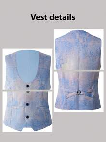 Mens Suits 3 Piece Graffiti Suit Single Breasted One Button Jackets Formal Dress Party Prom Tuxedo Suits Blazer Set - Màu Hồng baby - Xem 5