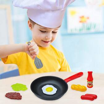 8 delar stekpanna och matlagningsleksak, köksleksak, pedagogiska leksaker för förskola, födelsedagspresent för pojkar och flickor