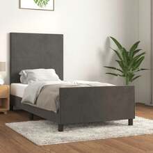 vidaXL Bettgestell Ohne Matratze, Dunkelgrau, 80x200 Cm, Samt - Grey - View 1