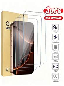 3pcs Tempered Glass Screen Protector, Compatible With IPhone 7/8/X/XR/11/12/13/14/15/16/16e/17 Series - Ultra Clear, 9H Hardness, Anti-Scratch, Anti-Shatter, Anti-Dust, Easy To Install, Essential For Daily Protection, Office, And Home Use, Smartphone Accessory - Clear - View 16