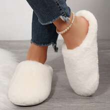 Womens Slippers Cotton Fuzzy Slippers Warm Fuzzy Fluffy Bedroom Slippers Soft Plush Memory Foam Slippers Ladies House Shoes Fall Winter Shoes Indoor House - trắng - Xem 5