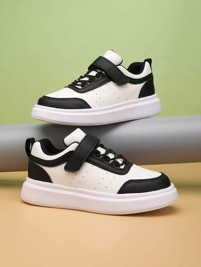 1 Pair Children's Versatile Comfortable Casual Shoes With Hook And Loop, Non-Slip Flat Sole, Suitable For Outdoor Wear All Seasons