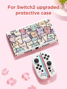1 pieza 2 Carcasa protectora (2025), con estampado de gato y carcasa transparente protectora, compatible con Switch 2/Switch OLED/Switch NS, material de carcasa suave para proteger tu dispositivo, el mejor regalo para jugadores de Switch - Multicolor - Ver 16
