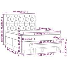 vidaXL Boxspringbett Mit Matratze, Dunkelgrau, 140x190 Cm, Stoff - Grey - View 8