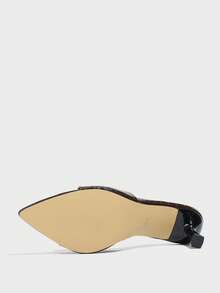 女士细高跟穆勒鞋，性感收腰设计，宽鞋面，精致纹理石纹尖头，优雅猫跟，春夏时尚高跟鞋，适合晚宴、休闲、户外、旅行等场合，光泽柔和的神秘黑色凉鞋 - 咖啡棕 - 查看 8