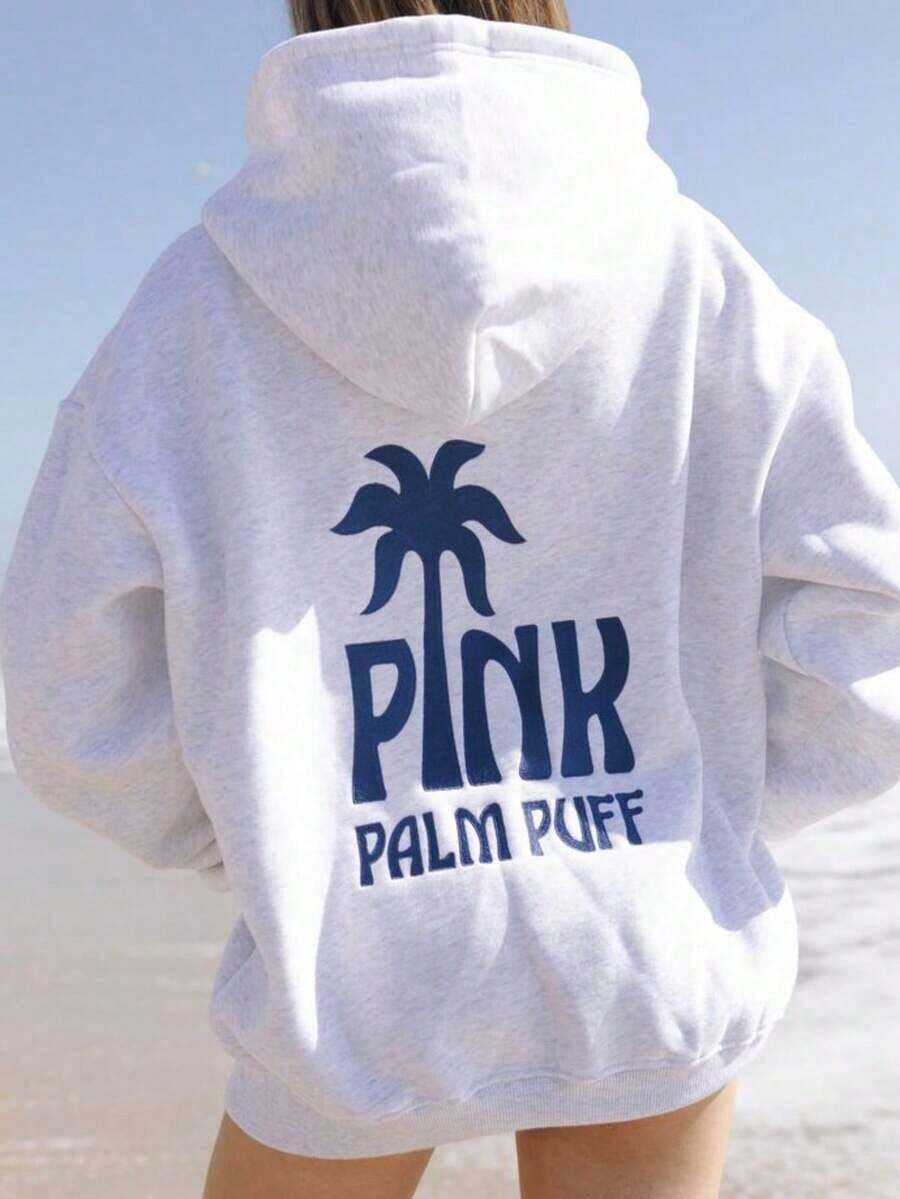 "Hawaii Hibiscus" Hoodie InAquamarineLoose And Comfortable - Xám - Xem 1