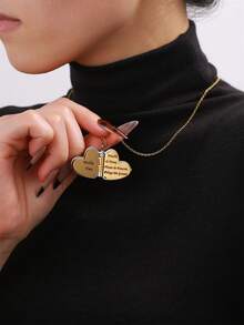 Customized Stainless Steel Couple Book Pendant Necklace, Customized Multi-Page Book Pendant Necklace, Engraved Heart Text Necklace, Women Sweater Chain - Love Book - Interlocking - View 3