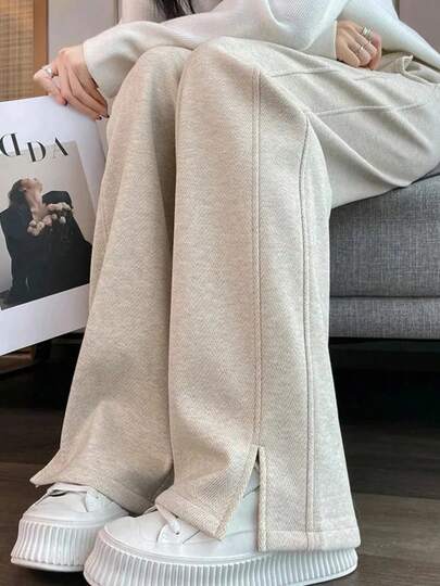 レディース冬用ハイウエスト裏起毛厚手のレギンス - 保温伸縮フィットネストレーニングパンツ、カジュアルスポーツスタイル、保温設計、無地ポケット付き、ストレッチ性と快適性を兼ね備えたストレートパンツ、外出用ワイドレッグパンツ