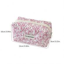 1 Pc 6 Colors Mini Floral Makeup Bag For Women Cosmetic Organizer Storage Pouch Large Capacity Quilted Cosmetic Bags For Women Cute Aesthetic Floral Toiletry Storage Bag Puffy Makeup Pouch For Gift, Friend, Her, Birthday Gift, Back To School Supplies