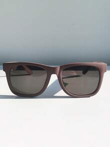 女士偏光长方形紫色时尚眼镜 - 男女通用塑料镜框太阳镜，经典装饰太阳镜，UV400 防晒，适合驾驶、海滩度假和日常佩戴 - 紫色 - 查看 3