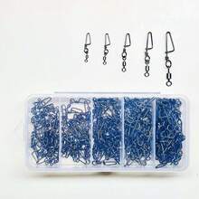 50pcs/Box Fishing Connector Pin Bearing Rolling Swivel Stainless Steel With Snap Fishhook Lure Swivels Tackle