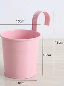 10/5/1件金属桶花盆 - 悬挂式花盆，户外植物悬挂盆，栏杆花盆，农舍风格壁挂式花盆（带把手），花园装饰，室内外皆宜，栏杆阳台金属桶花盆，铁艺围栏悬挂式花盆，多色室内/室外植物架套装，情人节礼物 - 彩色 - 查看 3