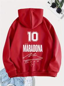Felpa con cappuccio rossa da uomo, con stampa, 25,4 cm, 100% poliestere, vestibilità morbida, design con cordoncino comodo, lavabile in lavatrice, manica lunga, felpa casual adatta per autunno e inverno, abbigliamento sportivo per appassionati | Stile casual alla moda | Felpa in poliestere, cappuccio indispensabile - nero - Visualizzare 5