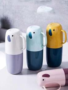 1 pieza Taza portátil y linda para cepillo de dientes, taza para pasta de dientes a prueba de polvo para viajes, caja de almacenamiento para cuidado dental, taza para enjuague - Multicolor - Ver 3
