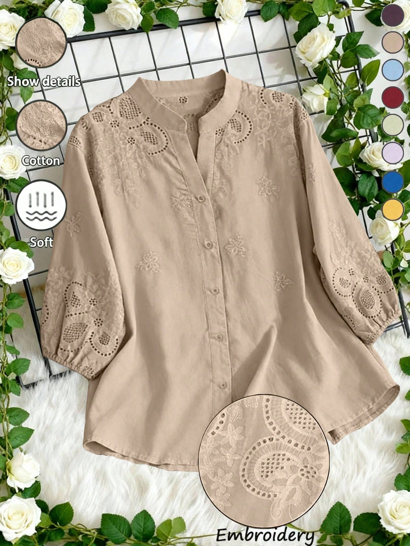 بلوزة نسائية خفيفة شبه شفافة بياقة على شكل حرف V غ...